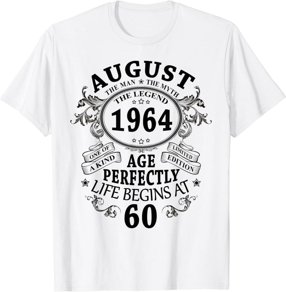 Vintage 60th Birthday Decorations Vintage 1964 60 Birthday TShirt Men Women Clothes Graphic T Shirts Unisex Summer Soft Tops