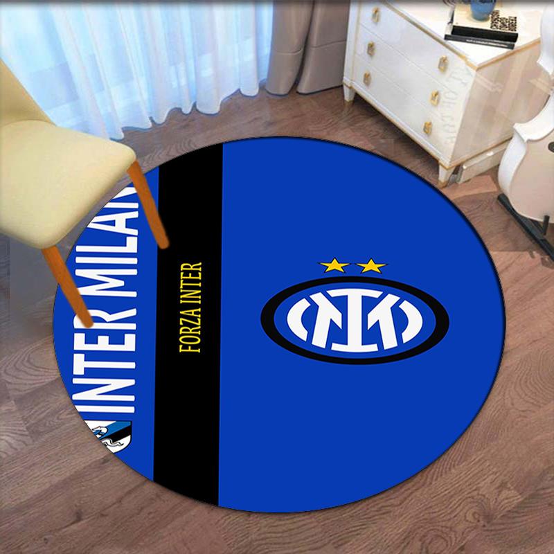 Tappeto Rotondo Stampato Inter Milan Tappeto per Sedia Tappeto per Area Tappeto per Ingresso Zerbini, per Sedia da Ufficio Soggiorno Camera da Letto Cucina.