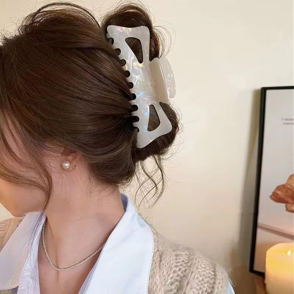 Elegant Bow Hair Clip Retro Imitation Acetate Shark Clip French Style Bun Hair Clip For Women