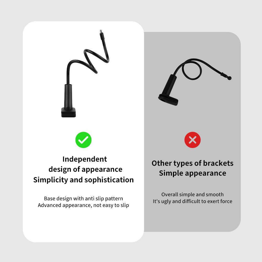 Adjustable Spiral Base Phone Holder with Fill Light for Bedside Use