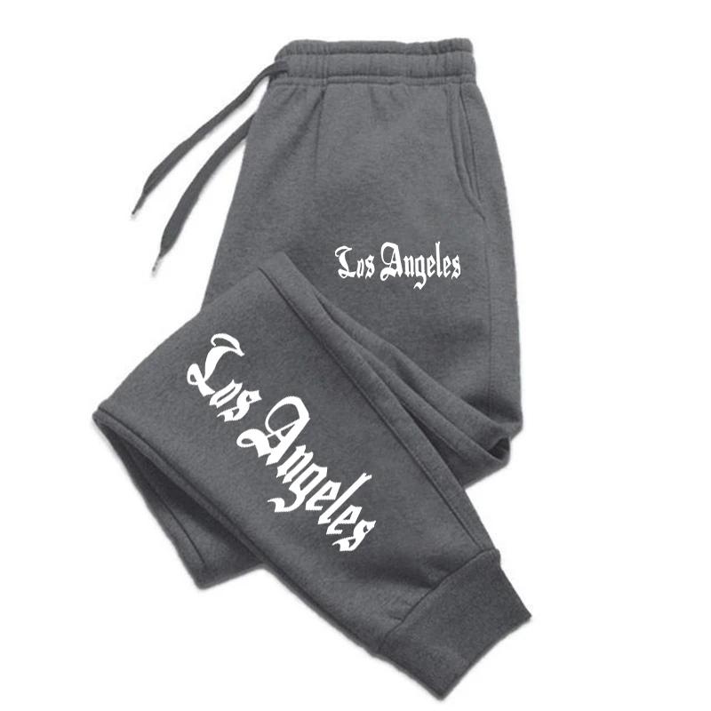 Los Angeles City Letter Print Men'S Women'S Trouser Loose Jogging Pant Fit Running Trousers Warm Jogger Casual Sweatpants Couple