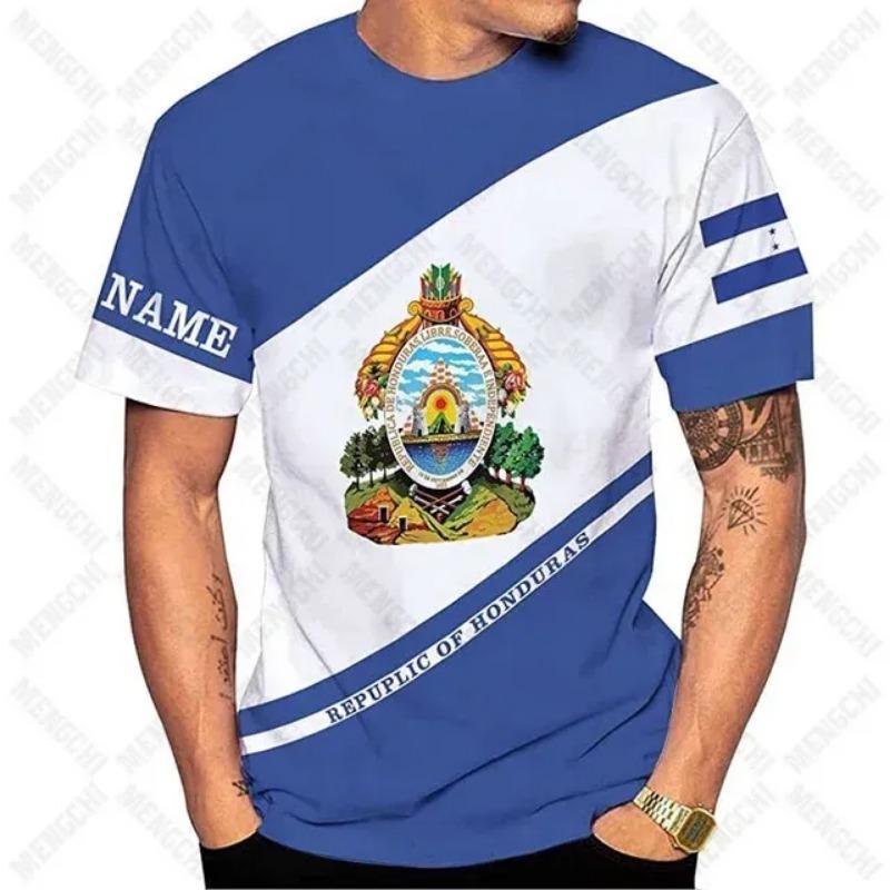 Honduras Vlajka Grafika Unisex Trička Letní Ležérní Streetwear Pánská Móda Dres Chlapec Nadrozměrná Trička Krátký Rukáv Sportovní Oblečení