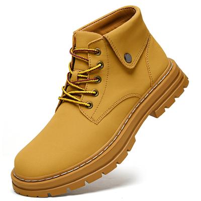 Big Size 49 50 British Style Yellow Boots For Men Winter Non-Plush/With Plush Options
