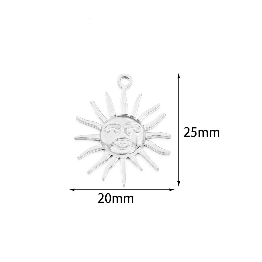 

2pcs/lot Stainless Steel Retro Pendant Gold Color Sun Flower Moon Shape Charms For DIY Crafts Necklace Earrings Gift Accessories