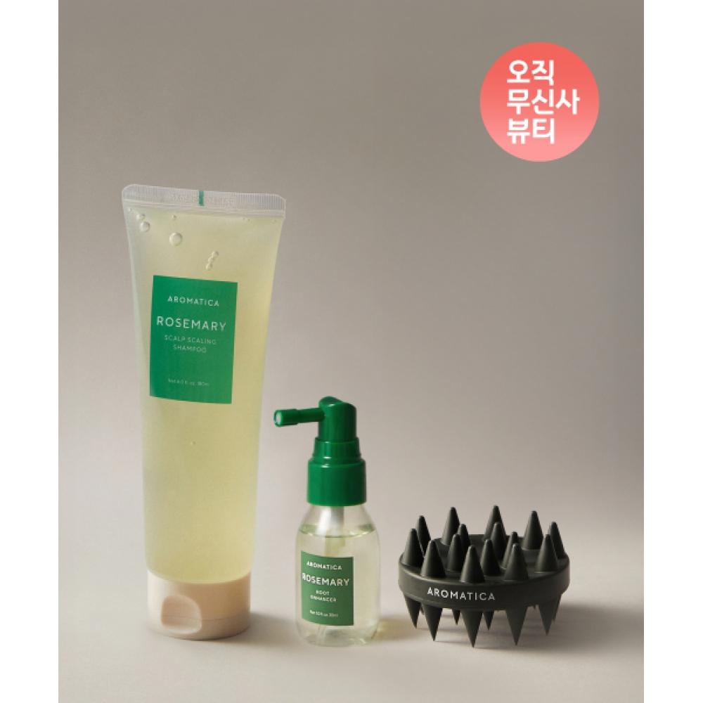 Aromatica [musinsa Beauty Only] Rosemary Shampoo 180ml+root Enhancer 30ml+dual Scalp Care Shampoo Brush NONE