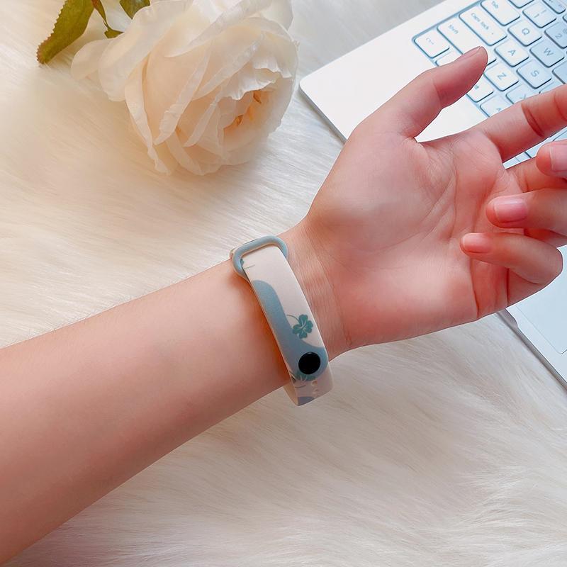 For Xiaomi Mi Band 3/Band 4/Band 5/Band 6/Band 7 Pattern Printed Watch Band Adjustable Breathable Soft TPU Wristband Bracelet