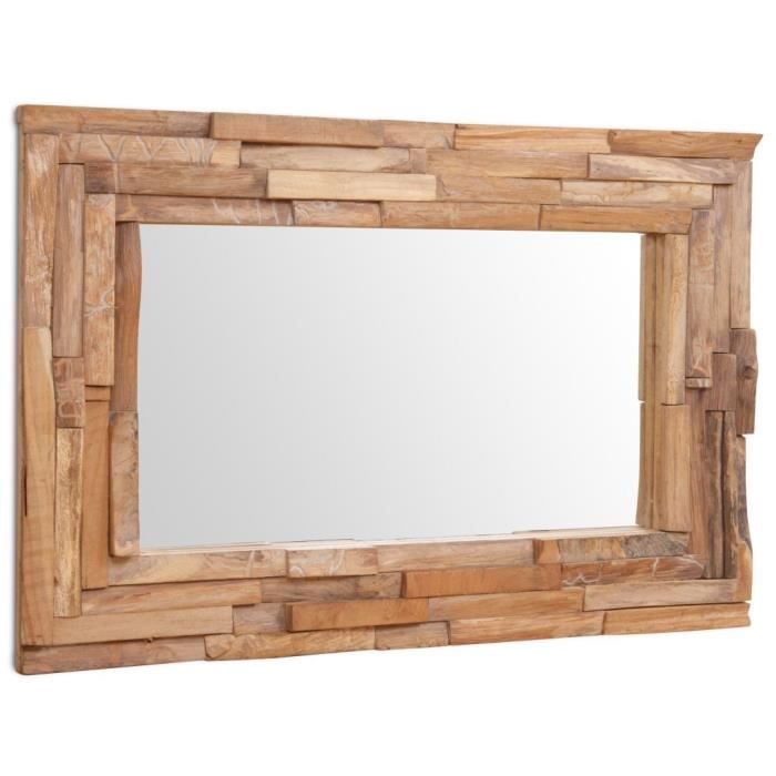 VidaXL Miroir décoratif Teck 90 x 60 cm Rectangulaire