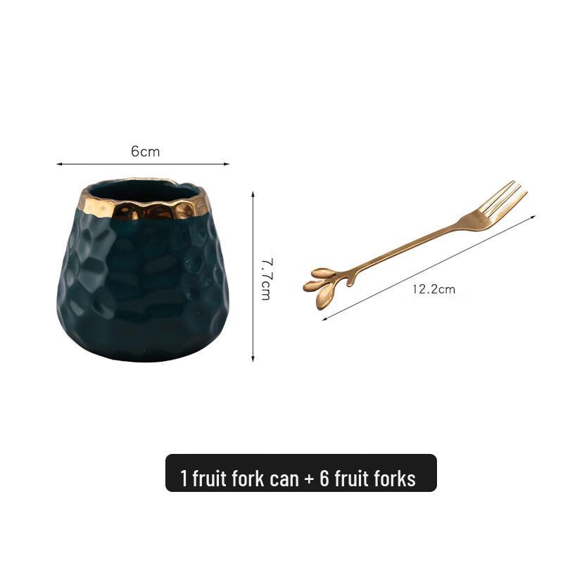 Ceramic Fruit & Candy Plate Set with Jar and Leaf Forks