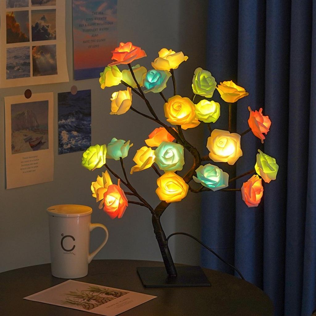 Valentine's Day Rose Tree Light Home Scene Decoration 24 Lights Background Colorful Flower Tree Light USB