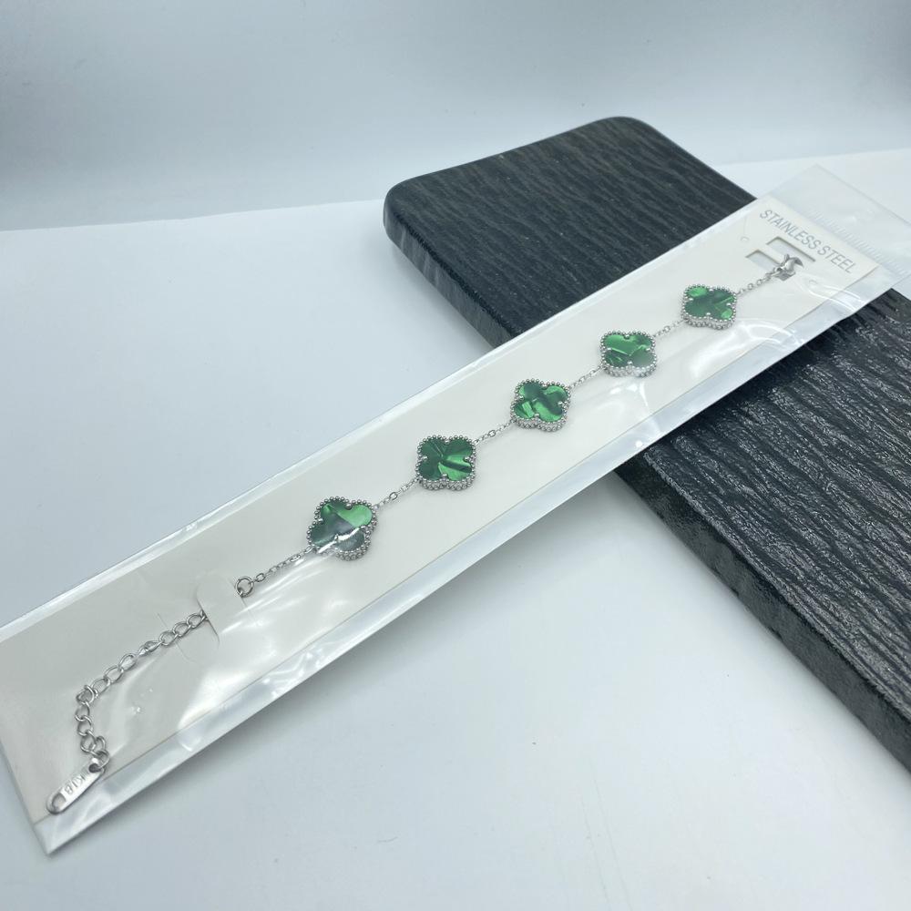 15MM Titanová ocel Čtyřlístek Pět květů Náramek Vysoce kvalitní Neztrácí barvu Dámský náramek