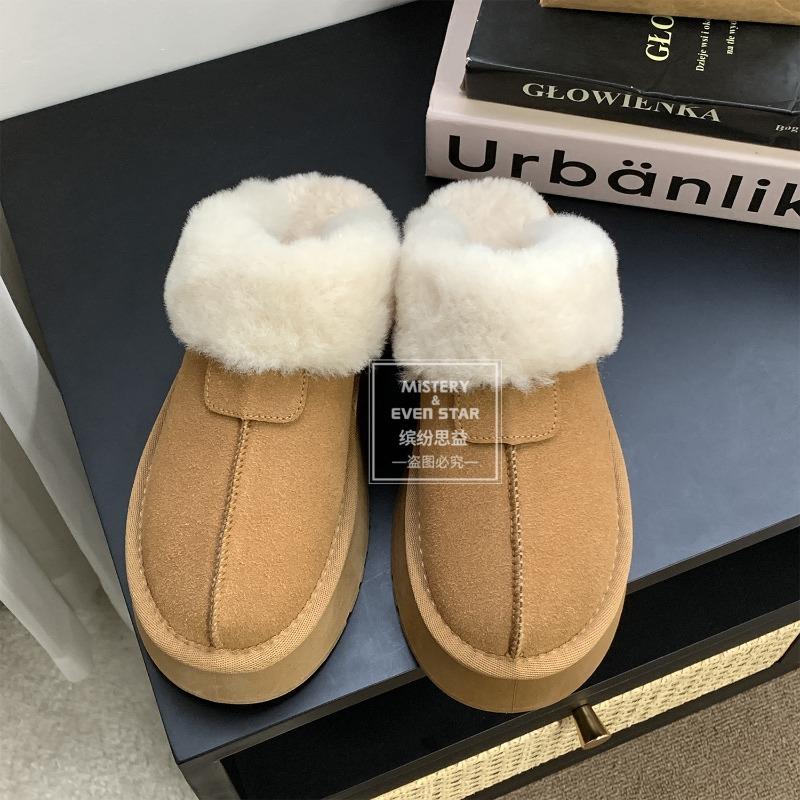 New Product Hot Sale Winter New Thick-soled Fluffy Bag Head Slippers Plush Snow Boots 1681