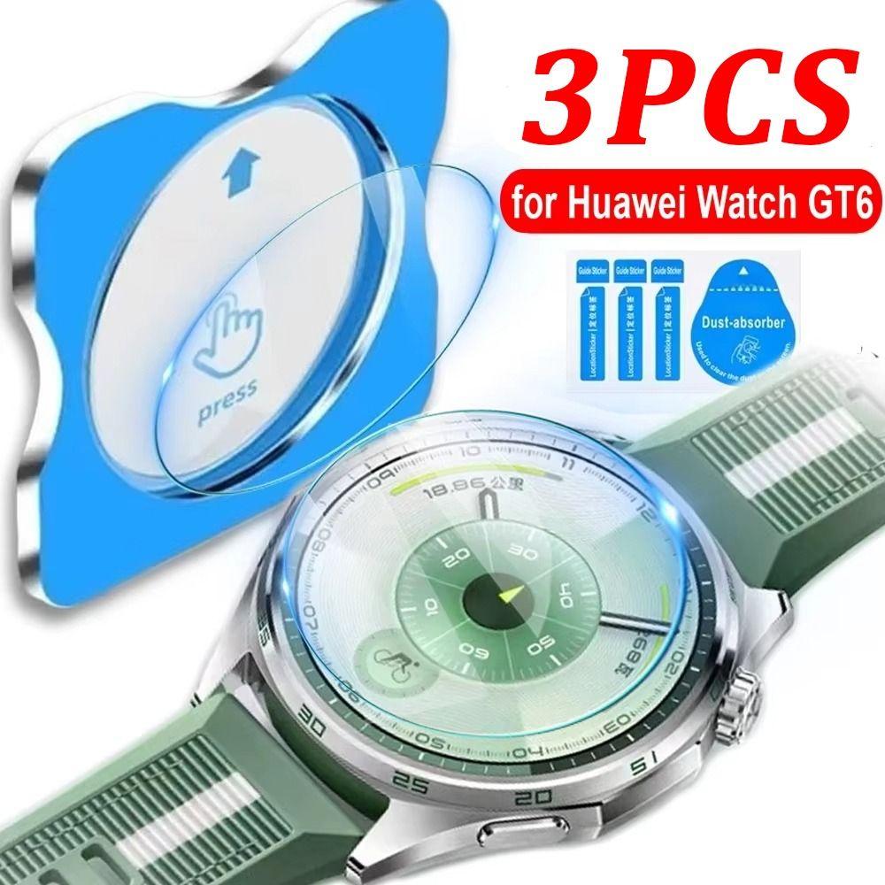 3Pcs Easy Install Kit Tempered Glass Films for Huawei Watch GT 6/6 Pro Smart Watch Accessories
