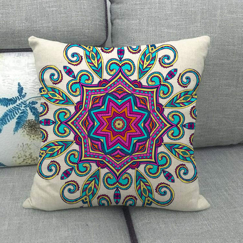 Nordic Bohemian Floral Pattern Digital Printing Short Plush Pillow Covers For Car Sofa Office Cushion Cover Home Goods