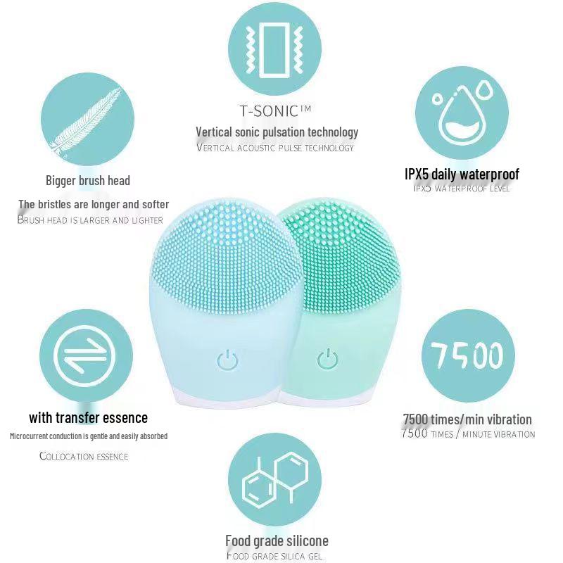 Silicone Sonic Facial Cleanser - Vibrating, Waterproof & Rejuvenating Massage Tool