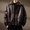 Men's Luxurious Retro German Fur-Lined Cotton Parka – Autumn/Winter Fleece Leather Jacket