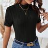 Modny, dopasowany krój, okrągły dekolt, damski T-shirt, damskie koszulki z krótkim rękawem, 2024, letni, swobodny, prążkowany, dzianinowy T-shirt, damski, elegancki, jednolity, damski T-shirt 24405