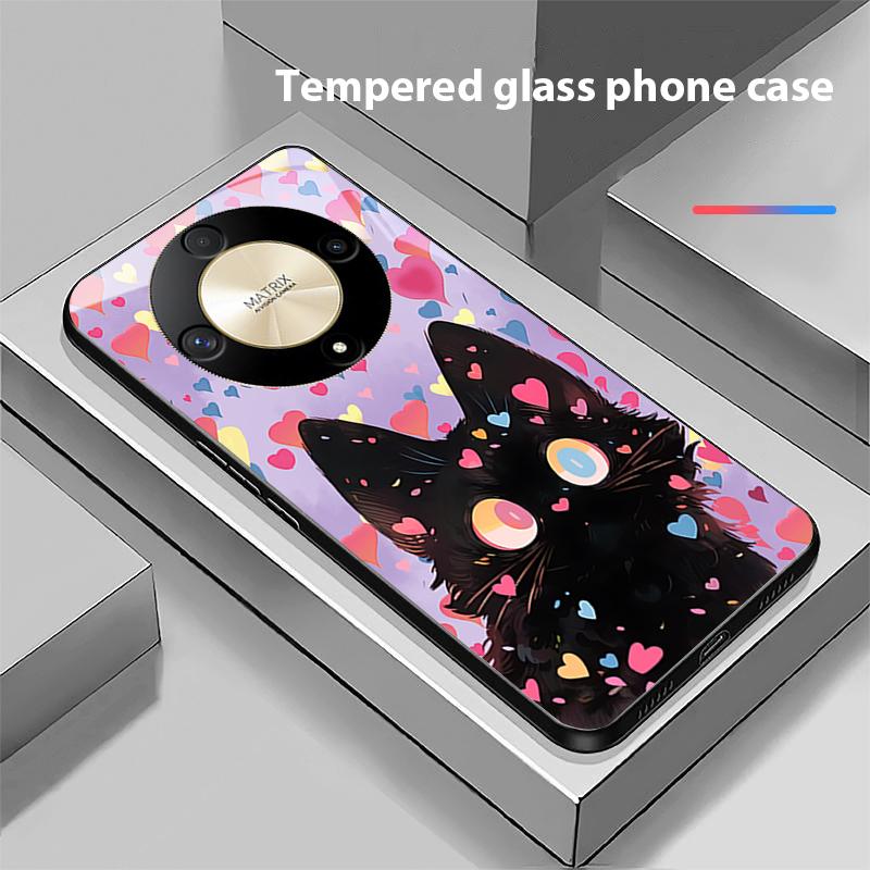 Cute Little Cat For Honor Magic 6 50 70 90 Lite X7b 200 Pro Nova 10 Nova 5T X6 P30 Pura 70 Ultra Tempered Glass Phone Case