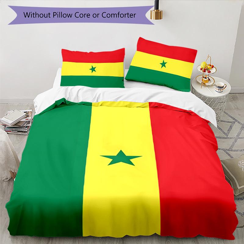 Senegal 3pcs Bedding Set Duvet Cover Closure Includes 1 Duvet Cover & 2 Pillowcases for All Seasons Bedroom Home Dorm Decor