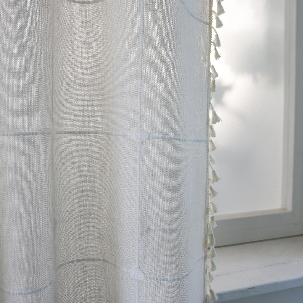 Curtain Finished American Embroidery Large Lattice Small Window Kitchen Decoration Bay Window Curtain