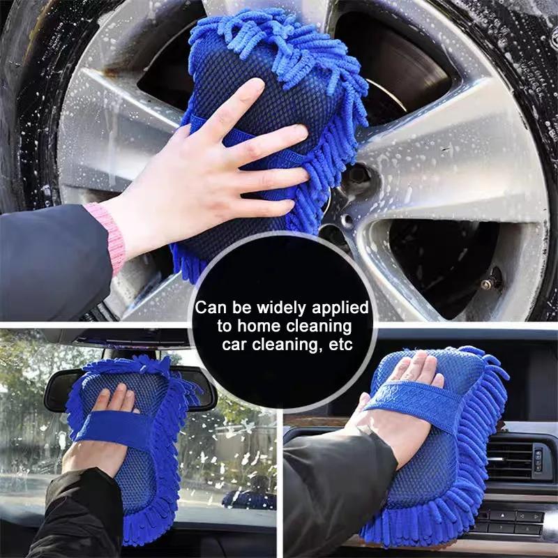 Car Wash Microfiber Chenille Sponge Care Washing Brush Thick Pad Household Cleaning Wash Towel Auto Gloves Styling Accessories