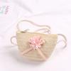 Sun Straw Hat Kids Girls Large Wide Brim Travel Beach Cap Sweet Flower Bowknot Sun for Protection Hat with Shoul