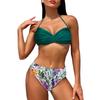 Women's Fashion Quick Dry High Waist Bikini Clashing Colour Printed Sexy Swimwear
