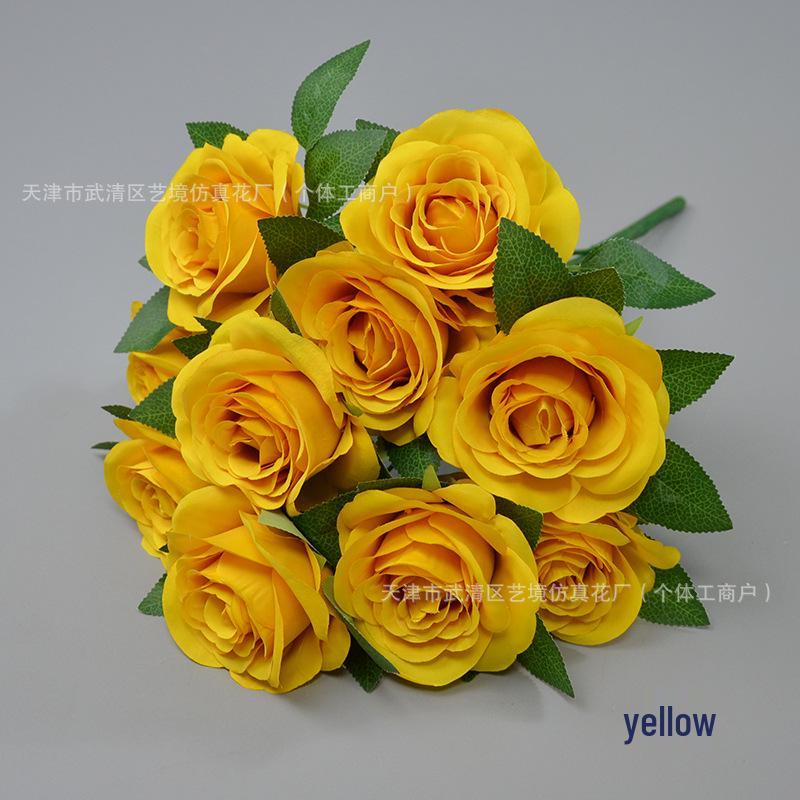Artificial Dutch Rose Bouquet: 10 Heads for Wedding Hall & Bride's Decoration