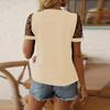 Women’s Casual Crew Neck Pullover Short Sleeve Top with Mesh Patchwork and Polka Dot Design for Everyday Wear
