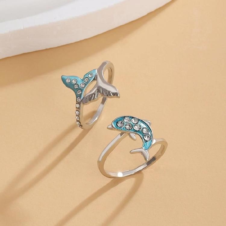 Blue Marine Animal Themed Rings Polished Interior Process Strong Wear
