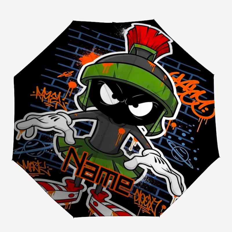 

1pc Marvin the Martian, Graffiti Custom Name Automatic Folding Umbrella - Compact 8-Rib Design, Durable Plastic & Iron, Daily Use 046