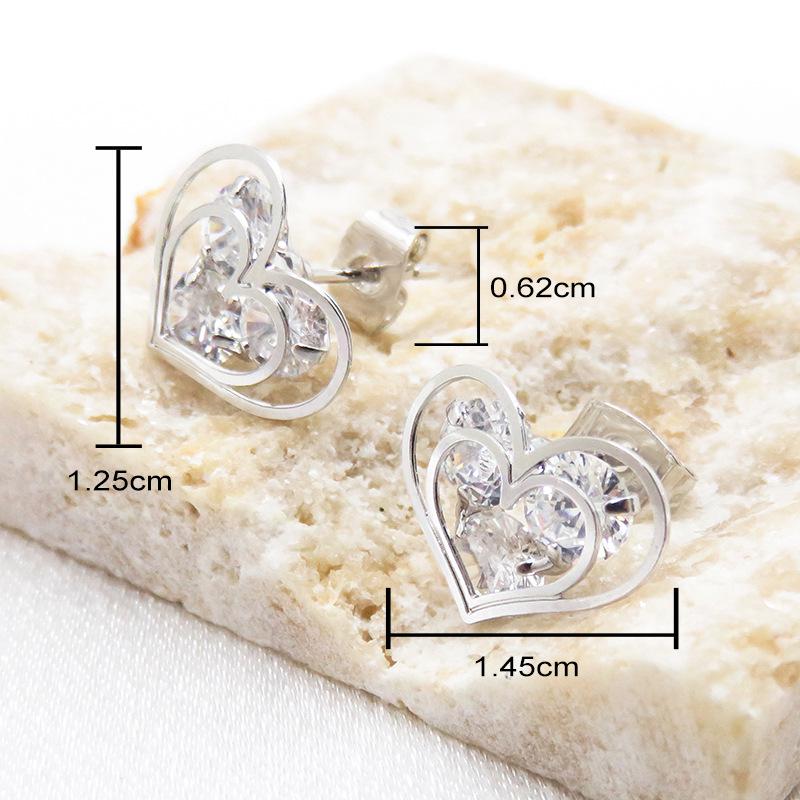 

Серьги-пусеты в корейском стиле JUSTOP с двойным сердцем, цирконом и стразами, с полым дизайном