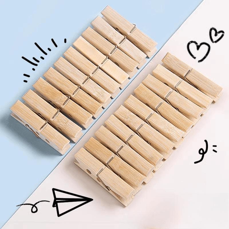 60-Piece Windproof Bamboo Clothespins for Drying and Fixing Clothing