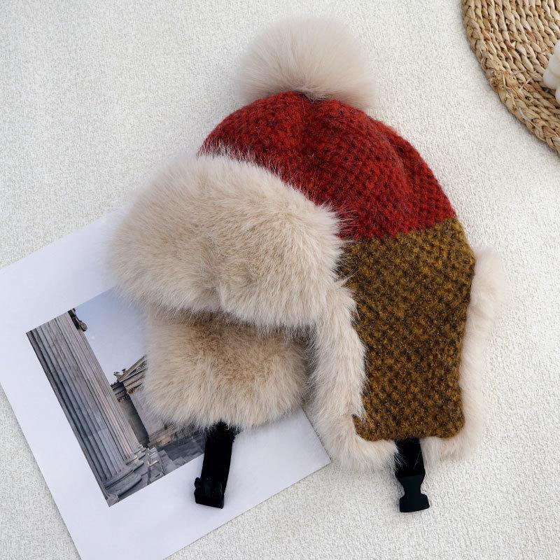 Fashion Fleece Thickened Hat Women's Winter Windproof Ear Protection Lei Feng Hat Cycling Skiing Knitted Wool Hat