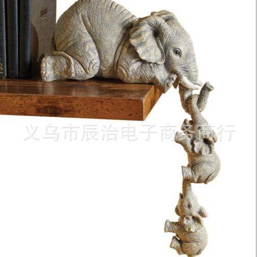 Cute Elephant Figurines Elephant Hanging Little Elephant Resin Crafts Home Ornament Three-piece Set