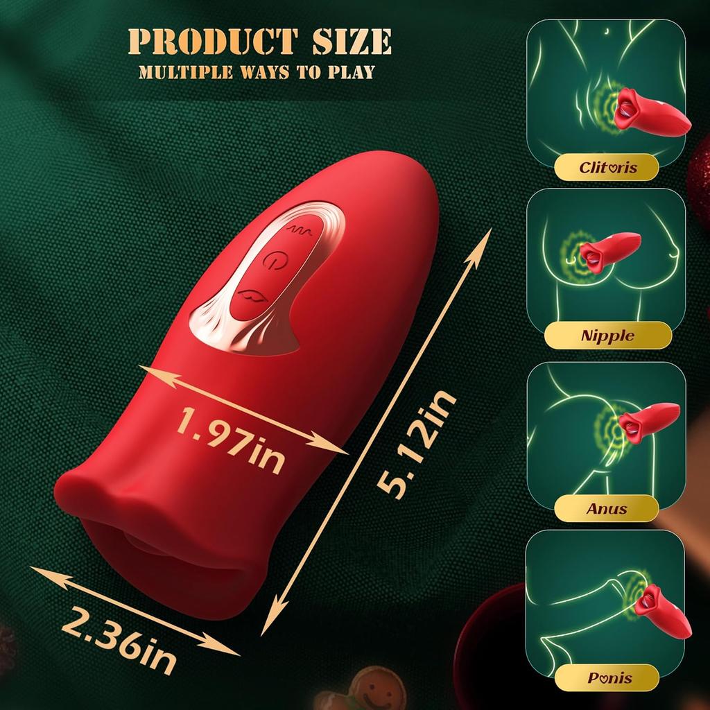Adult Sex Toys Vibrator, Rose Toy, Rose Sex Stimulator for Women with 10 Vibration Modes and 10 French Kissing Modes, Tongue Sex Toy Vibrator,