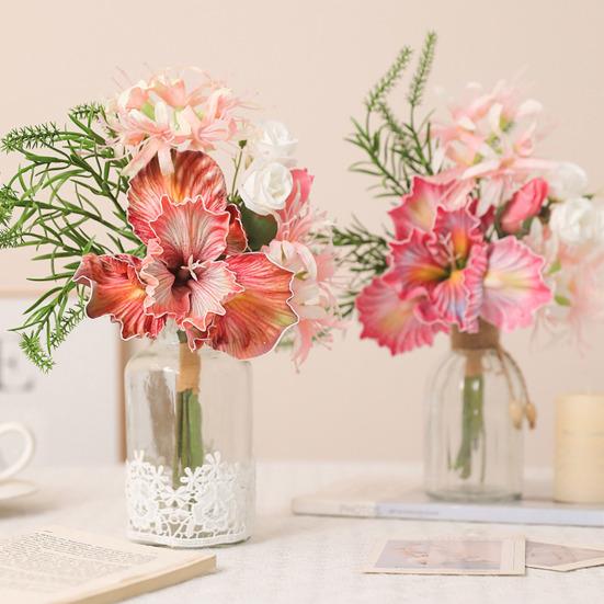 

Simulated Bouquet Irises Doves Bouquet Realistic Silk Flowers Low Maintenance Fake Flower рожевий