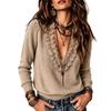 Women S V Neck Long Sleeve Knit Sweater Loose Fit Autumn Winter