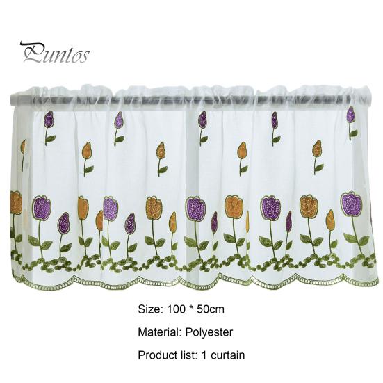 1 Sheet  Window Sheer Perforated Delicate Polyester Beautiful Embroidered Window Voile Curtain Household Supplies