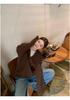 100% Pure Wool Color Block Lapel Korean Style Pullover Knitwear - Women's Autumn Winter Loose Cable Knit Sweater
