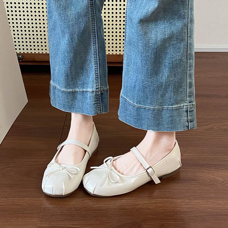 2025 Luxury  Ballet Shoes Woman Classic Square Toe Bowtie Elastic Band Ballerina Flats Ladies Soft Loafers women flat shoes