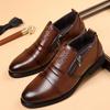 Winter Herren Luxus Chelsea Boots Business Freizeit Herren Low-top Lederschuhe Britischer Stil Spitzzehe Rutschfest Reißverschluss Stiefeletten