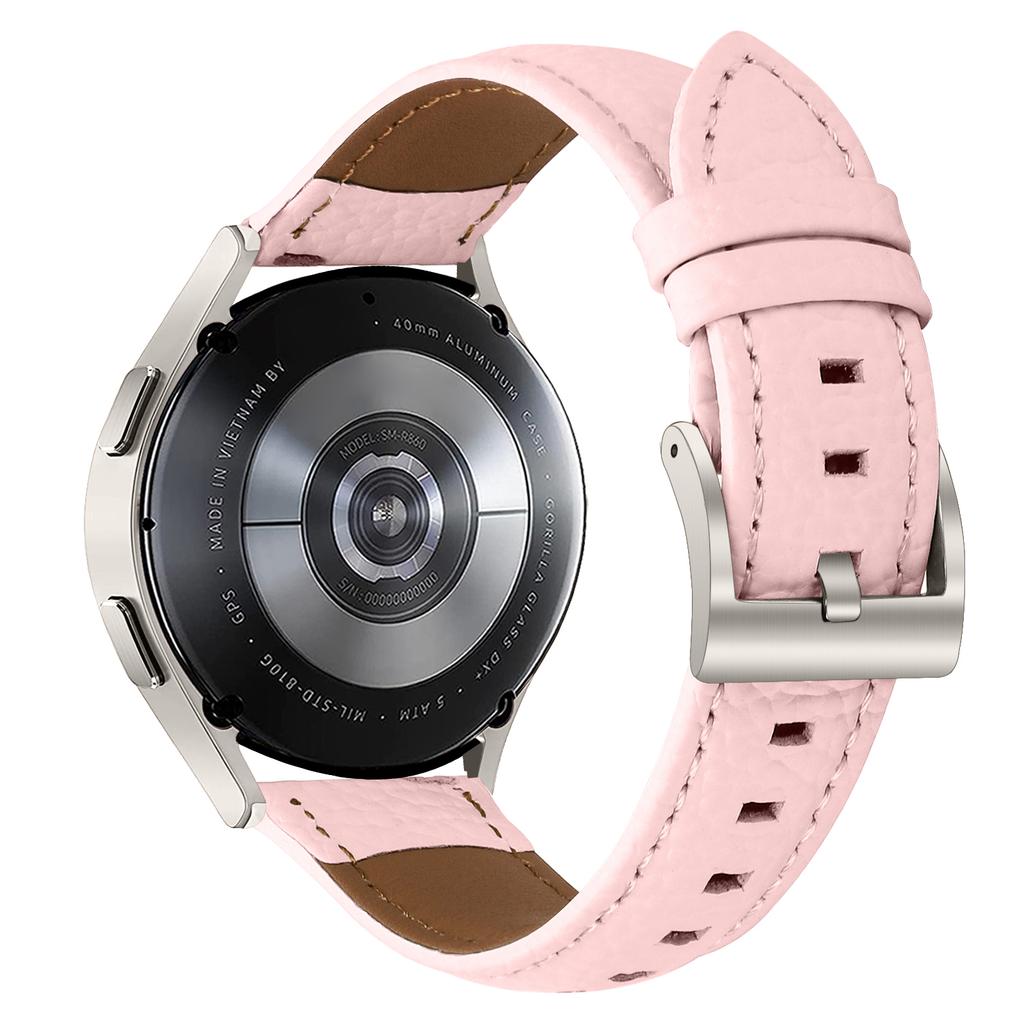 Litchi Textured Genuine Cow Leather Strap with Electroplated Buckle for Huami Amazfit Active 2 Square/Active 2/GTR Mini Pointed-End Watch Band