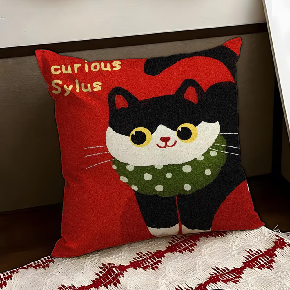 Cartoon Cat Cute Cushion Cover Reversible Soft Durable Pillow Cover Home  Car MultiScene Use for Daily Comfort