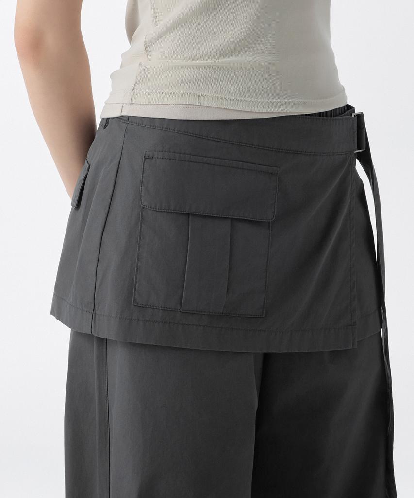 MUSINSA STANDARD WOMAN Women'S Wrap Skirt Parachute Pants [Dark Gray]