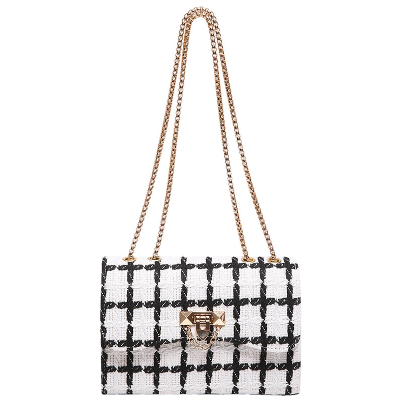 

Mini Shoulder Bag Tweed Gold Chain Crossbody Casual Adult Compact Stylish Bag Party 4 Colors Bag Bag Sub Bag Look Small Small Travel White Black Color