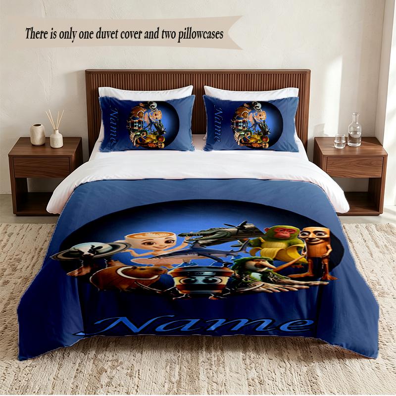 Italian Brainrot Personalized Custom Name 3‑Piece Bedding Set Soft Duvet Cover Set For Bedroom Home Decor