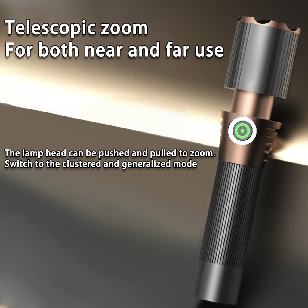 Outdoor Portable LED Flashlight, 18650 Battery, Long Battery Life, Telescopic Zoom, Multifunctional Lighting, Multiple Lighting Modes