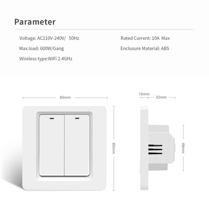 Meross Smart Light Switch WiFi Wall Switch Push Button 1/2  Way Switch Work with HomeKit Alexa Assistant SmartThings