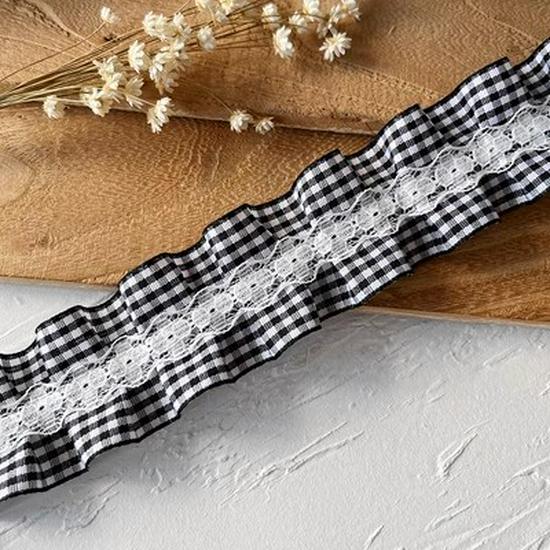 Material organza din dantelă neagră pentru îmbrăcăminte și accesorii DIY - Decorare decolteu și tiv fustă