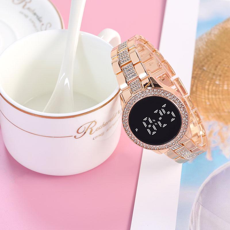 Trendy LED Digital Watch: Elegant Women's Steel Band Wristwatch for Influencers and Students
